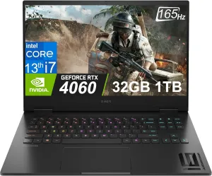 HP OMEN 16 Gaming Laptop (16.1" FHD 165Hz, Intel 13th Gen Core i7-13620H, 32G DDR5 RAM, 1TB SSD, NVIDIA Geforce RTX 4060 8GB) RGB backlit, 1080p Webcam, B&O, Wi-Fi 6E, Thunderbolt, Win 11 Home, Black