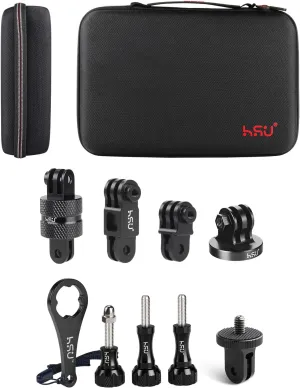 HSU Large Carrying Case and Aluminum Alloy Basic Adapter Grab Bag for GoPro