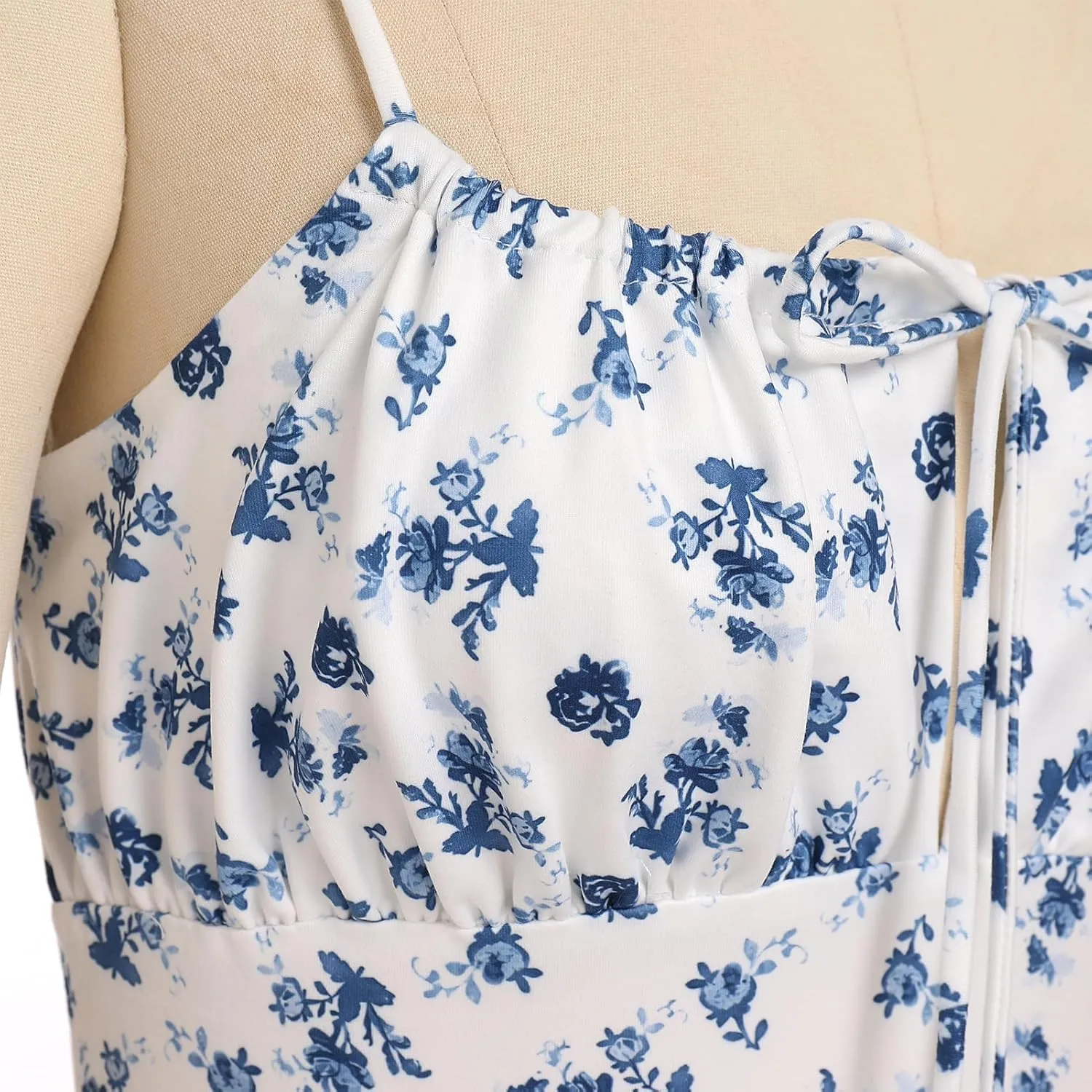 IDOPIP Women Summer Floral Bodycon Maxi Dress Boho Spaghetti Straps Backless Sundress Casual Classy Wedding Guest Dress 2024