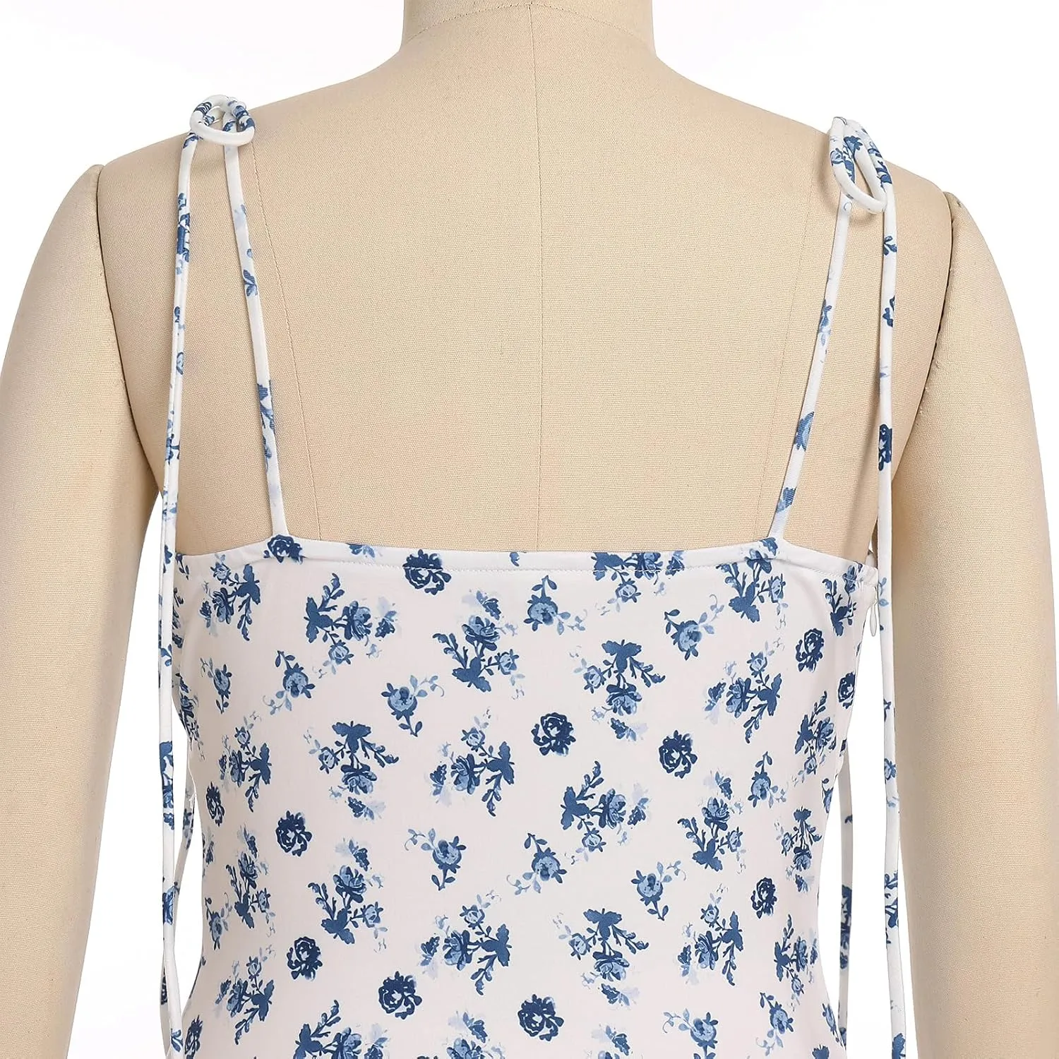 IDOPIP Women Summer Floral Bodycon Maxi Dress Boho Spaghetti Straps Backless Sundress Casual Classy Wedding Guest Dress 2024