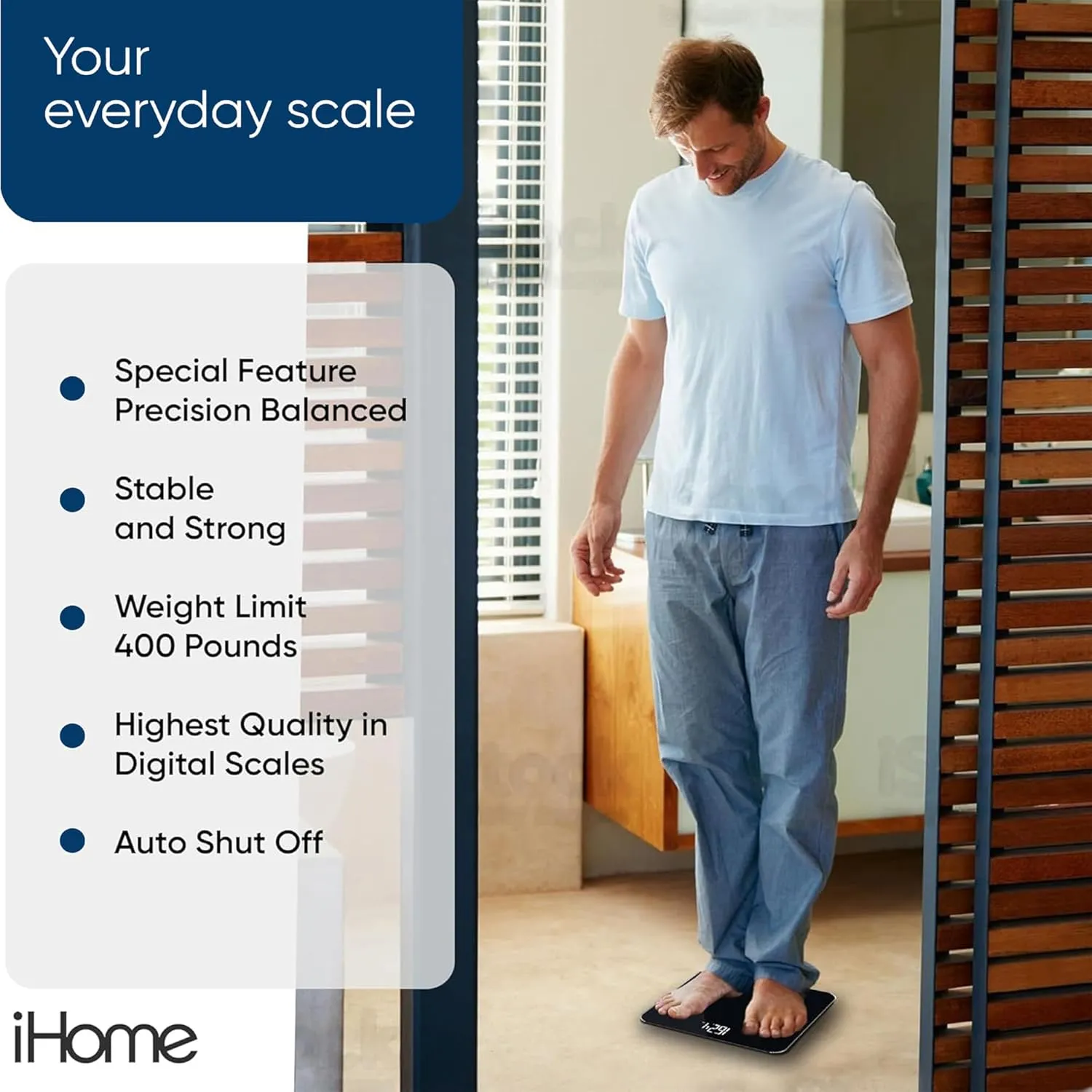 iHome Digital Scale, Bathroom Scale, Batteries Included, Scale Body Weight, Weight Scale, Digital Scale, Bathroom Scales for Weight, Digital Scales for Body Weight, Weight Scales Bathroom (Black)