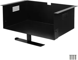 Ilyapa Under Desk Mount, Steel CPU Under Desk Computer Mount with Vents for Home Office Storage, Gaming Console Shelf with Headphone Hanger Compatible to Xbox, PlayStation, PS5, Wii - 6 x 15 x 10