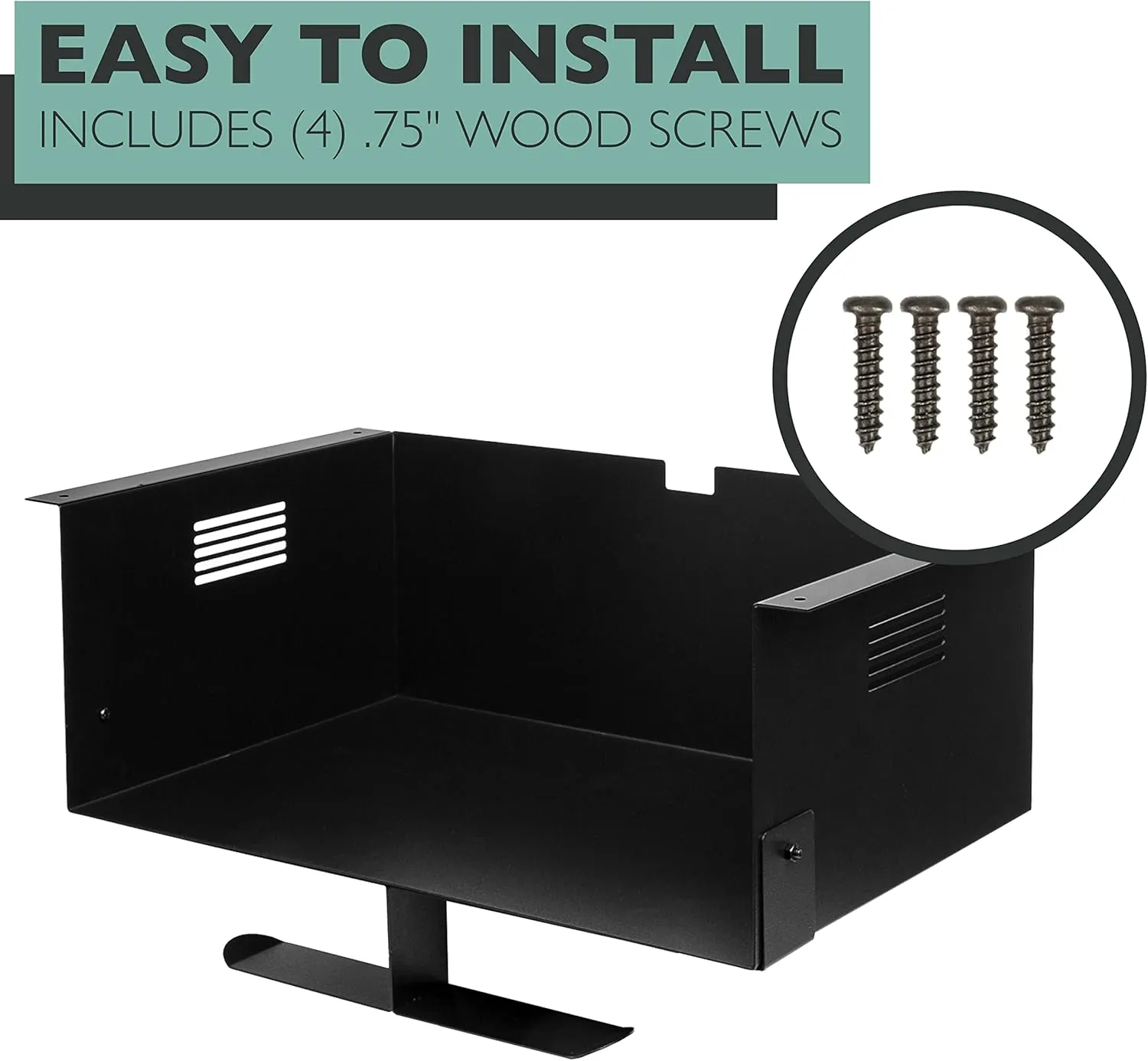 Ilyapa Under Desk Mount, Steel CPU Under Desk Computer Mount with Vents for Home Office Storage, Gaming Console Shelf with Headphone Hanger Compatible to Xbox, PlayStation, PS5, Wii - 6 x 15 x 10