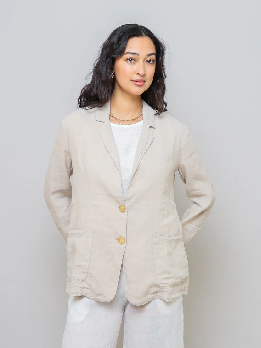 Iman Linen Blazer - Cobble