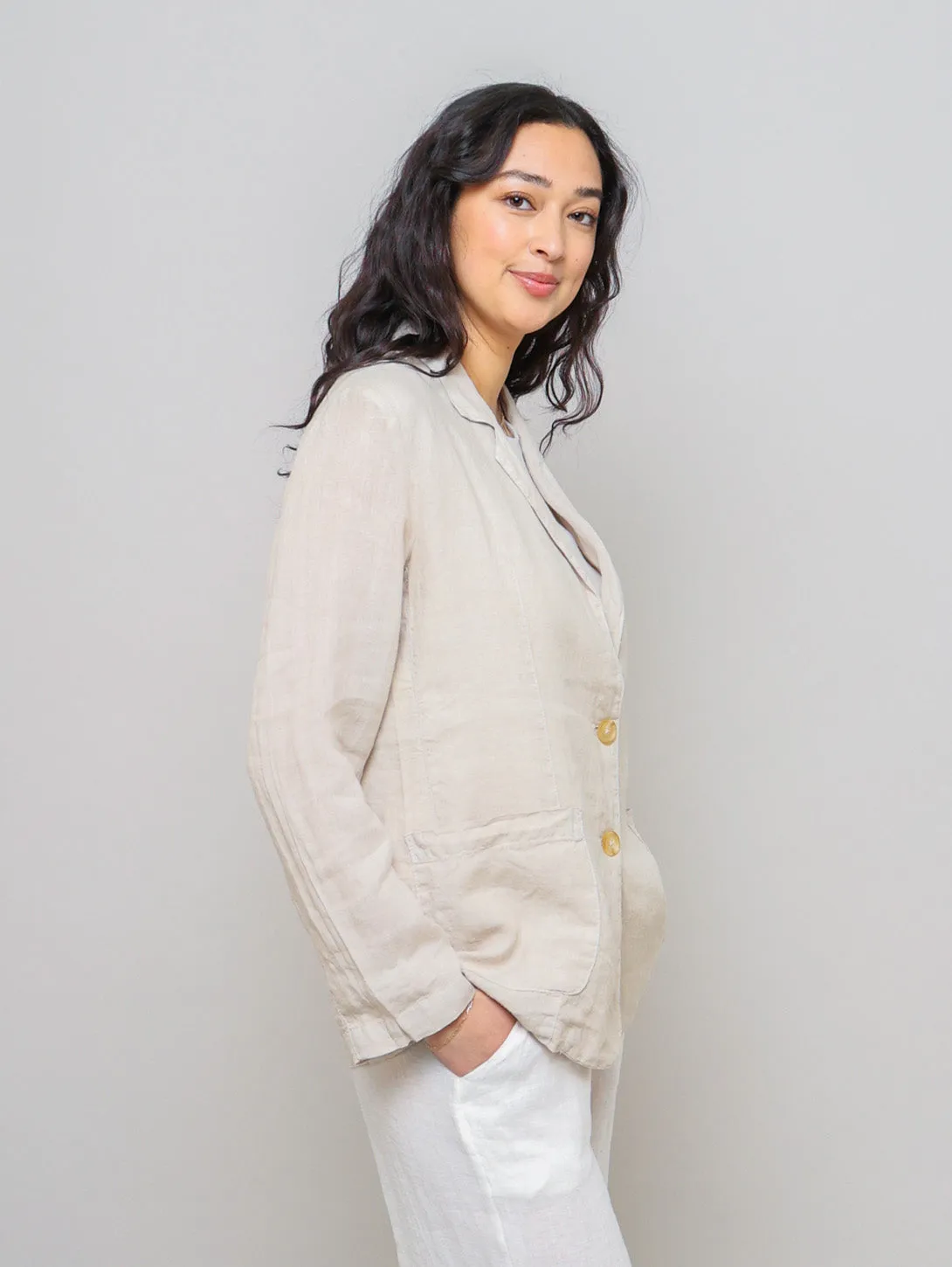 Iman Linen Blazer - Cobble