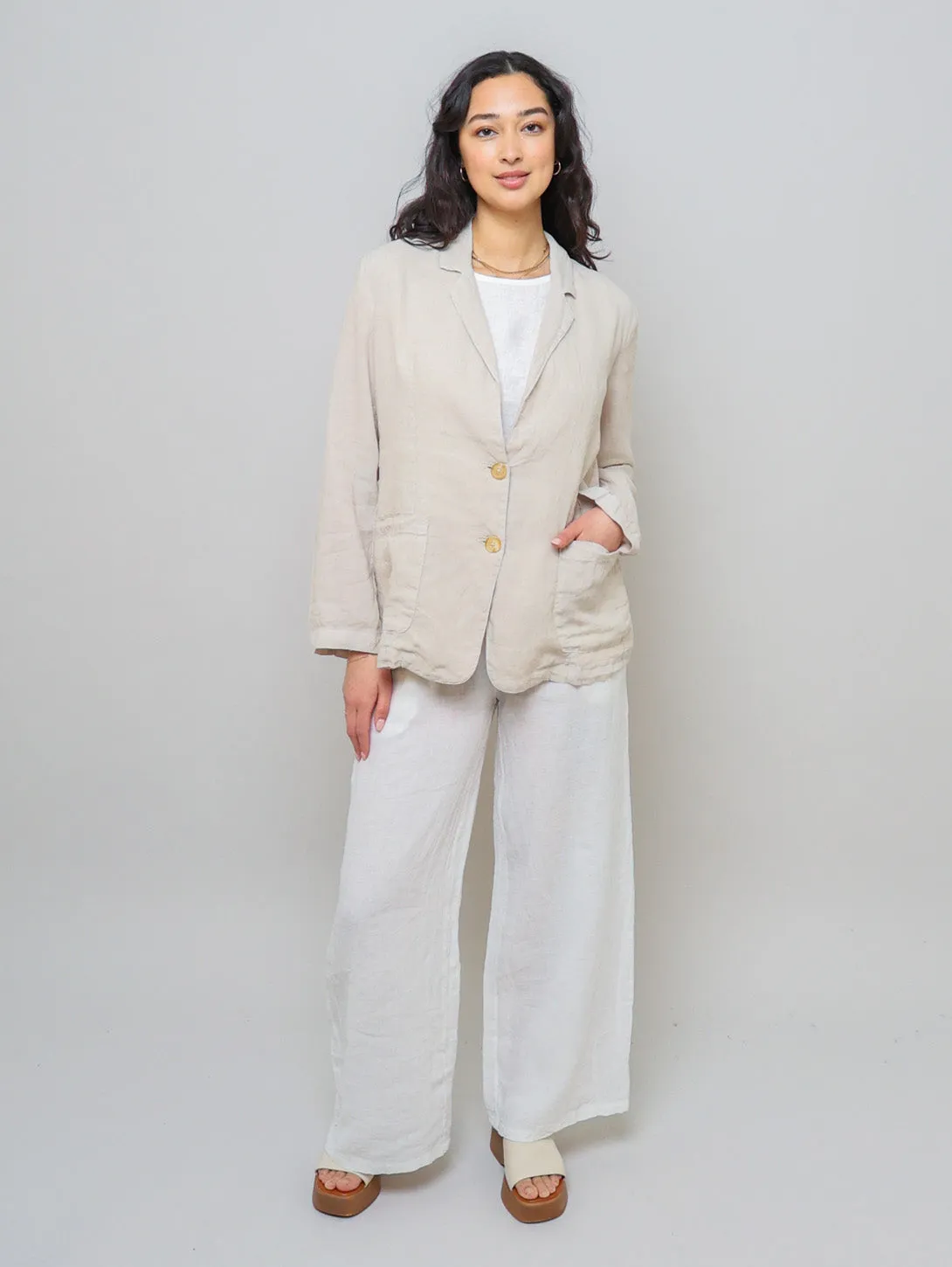 Iman Linen Blazer - Cobble