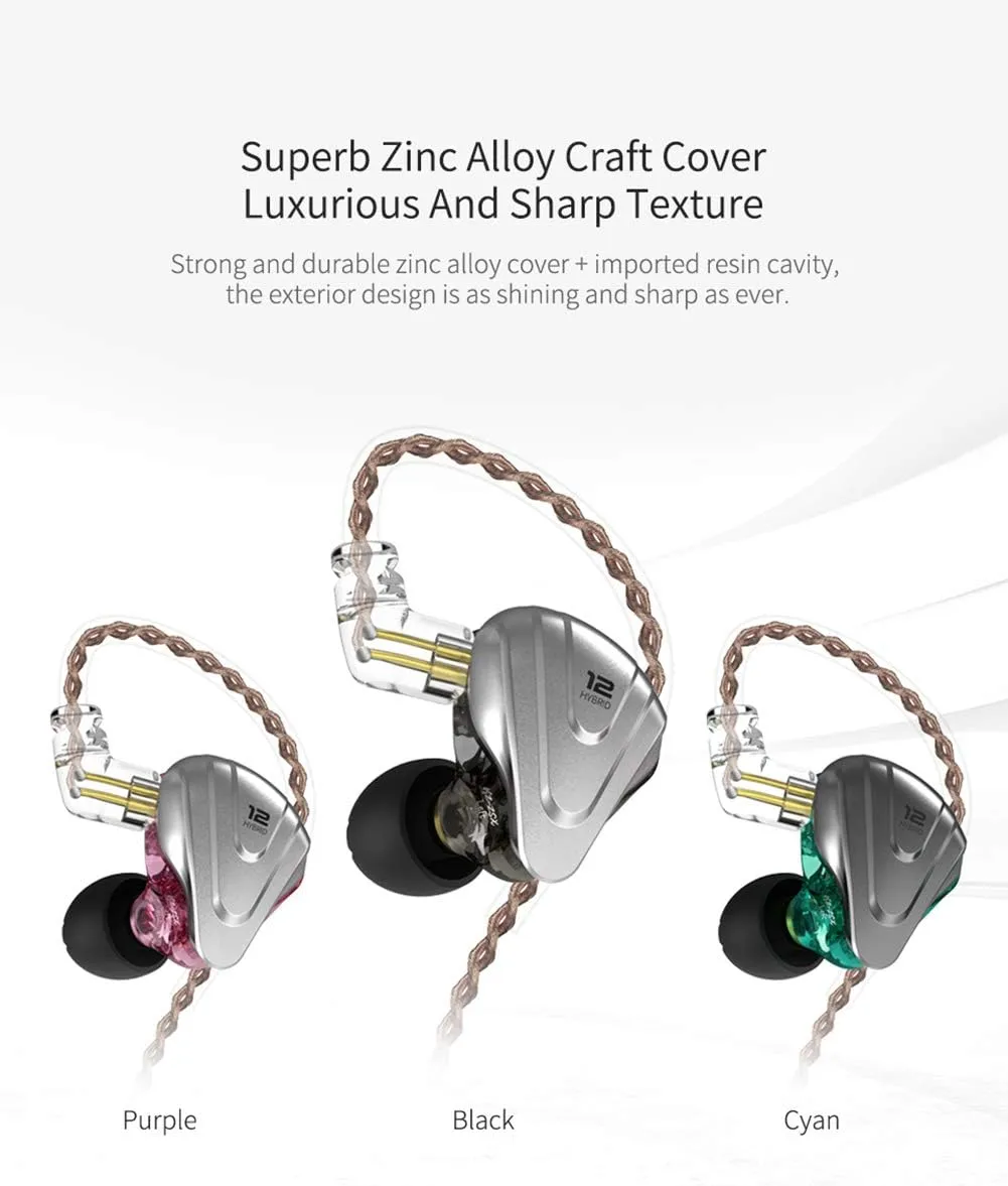 in-Ear Monitors,KZ ZSX 1DD 5BA Hybrid HiFi Stereo Noise Isolating Sport IEM Earphones/Earbuds/Headphones with Detachable Cable (Without MIC, Cyan)