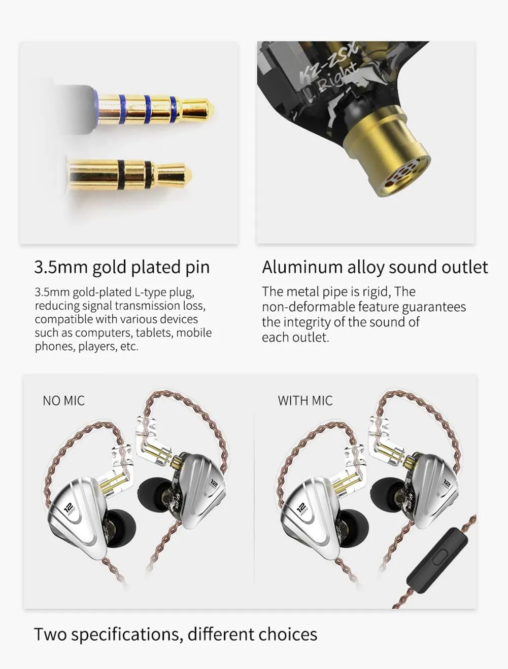 in-Ear Monitors,KZ ZSX 1DD 5BA Hybrid HiFi Stereo Noise Isolating Sport IEM Earphones/Earbuds/Headphones with Detachable Cable (Without MIC, Cyan)