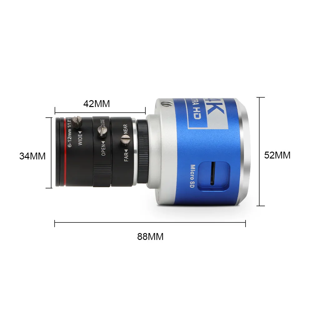Industry 4K HDMI Camera 2160P30FPS 1080P60fps Streaming Live Video with 6-12mm Lens