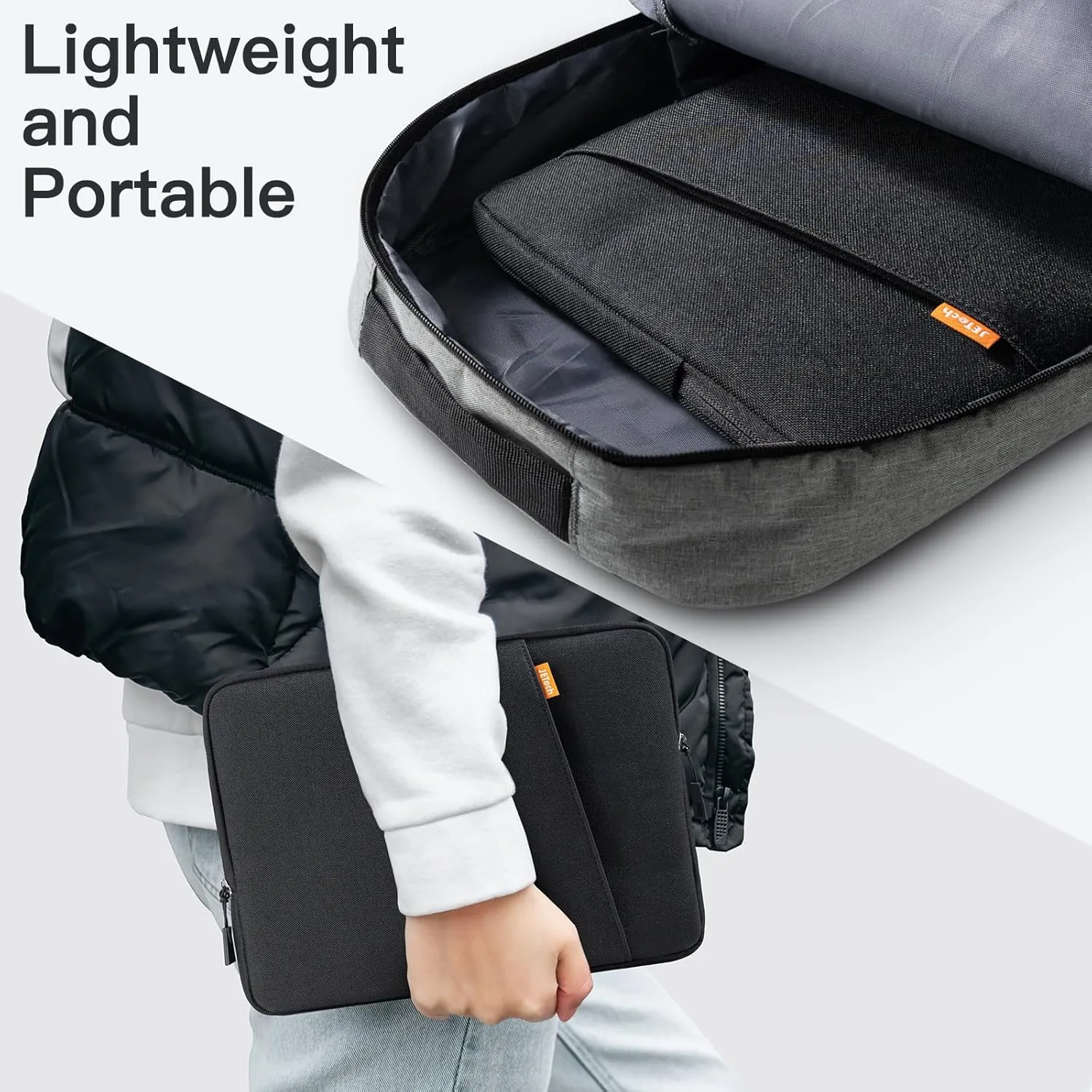JETech Laptop Sleeve for 15-Inch Notebook, Compatible with MacBook Air 15-Inch M4/M3/M2, MacBook Pro 16-Inch M4/M3/M2/M1, Waterproof Shockproof Case with Accessory Pocket Bag (Black)