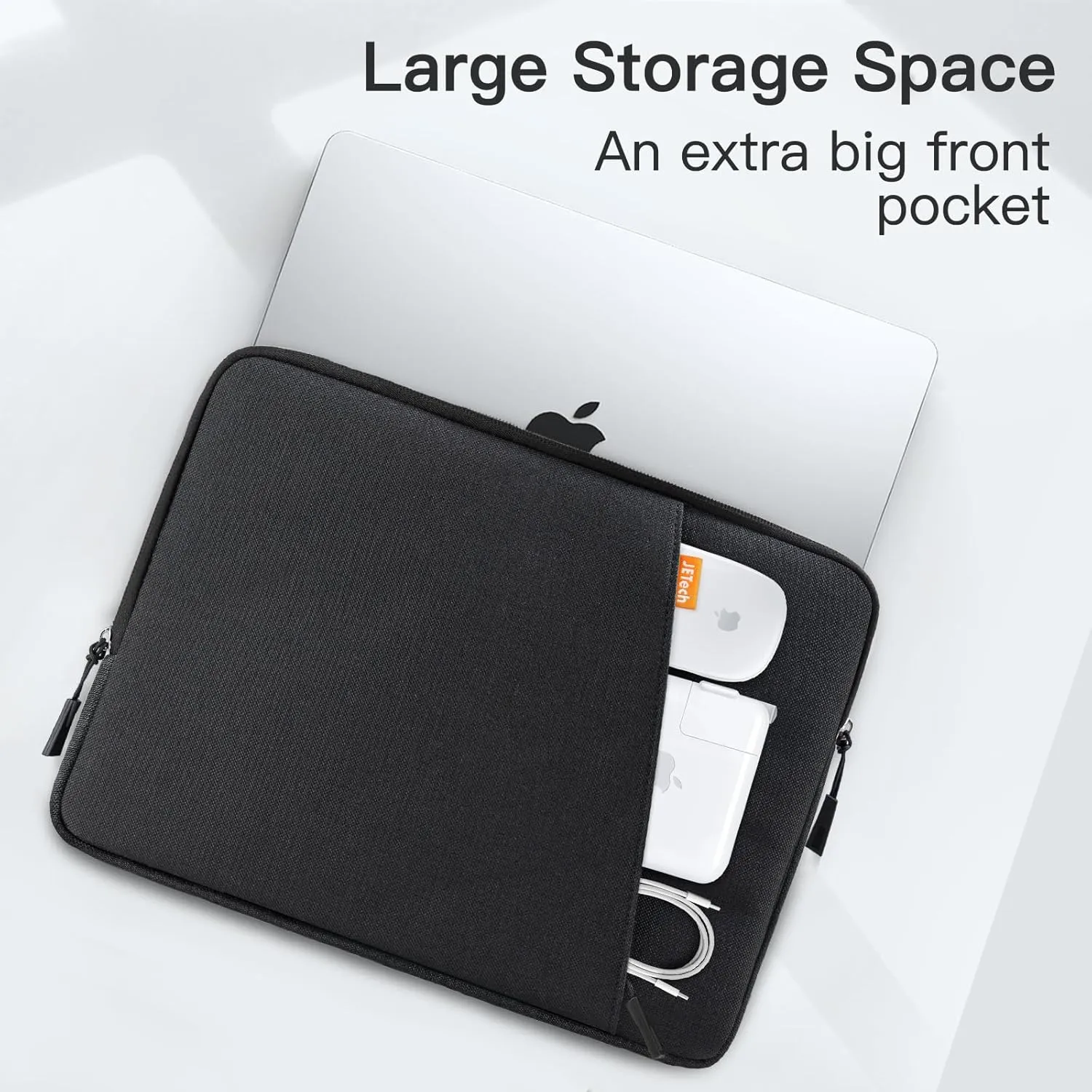 JETech Laptop Sleeve for 15-Inch Notebook, Compatible with MacBook Air 15-Inch M4/M3/M2, MacBook Pro 16-Inch M4/M3/M2/M1, Waterproof Shockproof Case with Accessory Pocket Bag (Black)