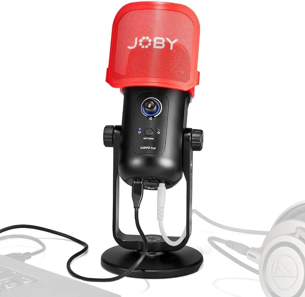 JOBY Wavo POD USB Condenser PC Microphone for Podcasting, Streaming, Recording, Mute and Gain Controls, Headphones for Live Monitoring, Laptop Plug & Play for Mac and PC