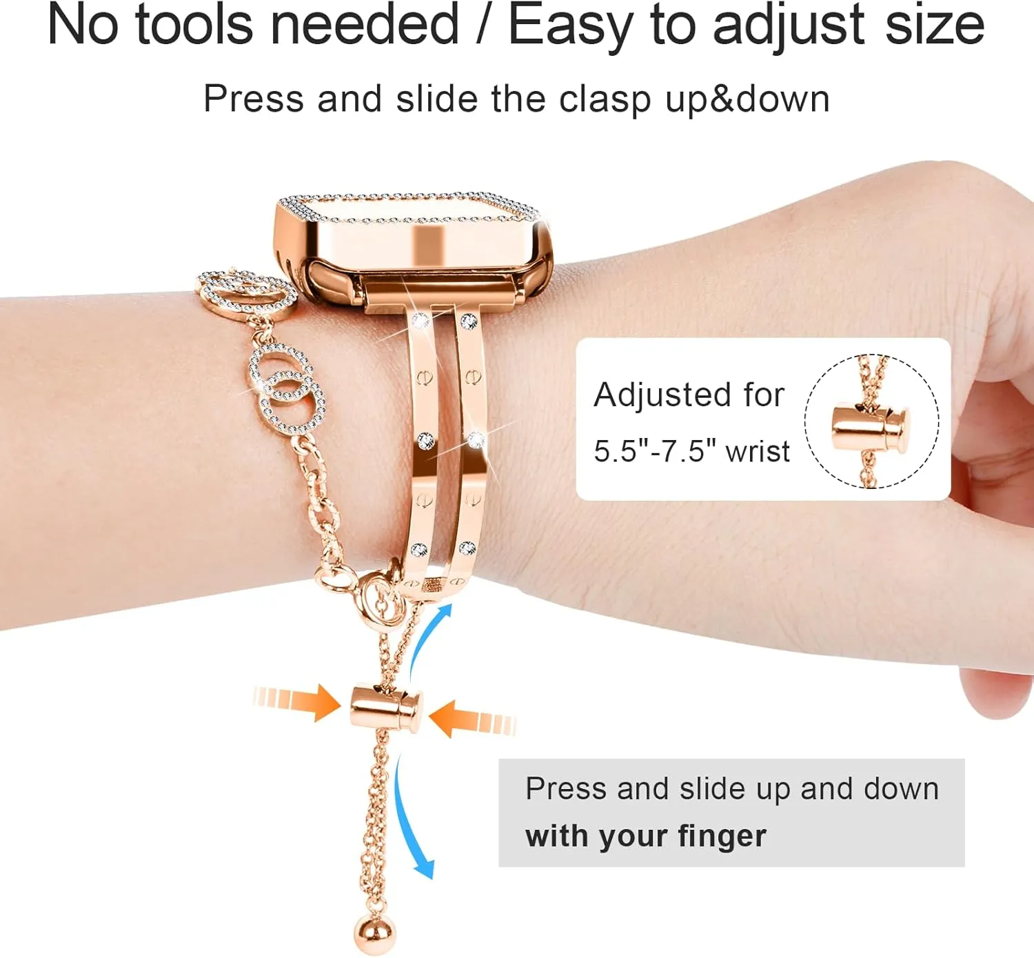 JOYOZY Bling Band Compatible with Apple Watch 38mm 40mm 41mm 42mm 44mm 45mm,Sparkling Glitter Case Built-in Screen Protector,Shiny Diamonds Women Bracelet for iWatch Series 9/8/7/SE/6/5/4/3/2/1