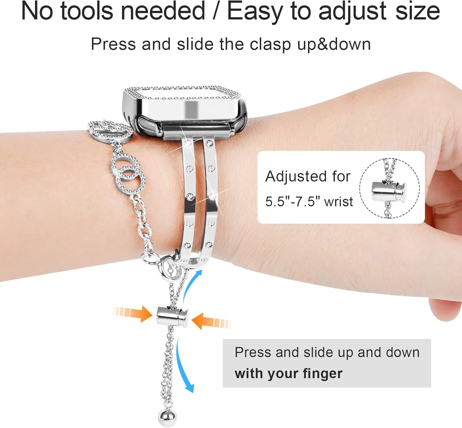 JOYOZY Bling Band Compatible with Apple Watch 38mm 40mm 41mm 42mm 44mm 45mm,Sparkling Glitter Case Built-in Screen Protector,Shiny Diamonds Women Bracelet for iWatch Series 9/8/7/SE/6/5/4/3/2/1