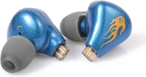 JS01 Wired Earbuds in Ear Monitors Headphones Wired 10mm Single Dynamic Drive HiFi Earbuds with QDC Detachable Headphones Cable IEM Earphones with 3.5mm Plug (Blue Flame)