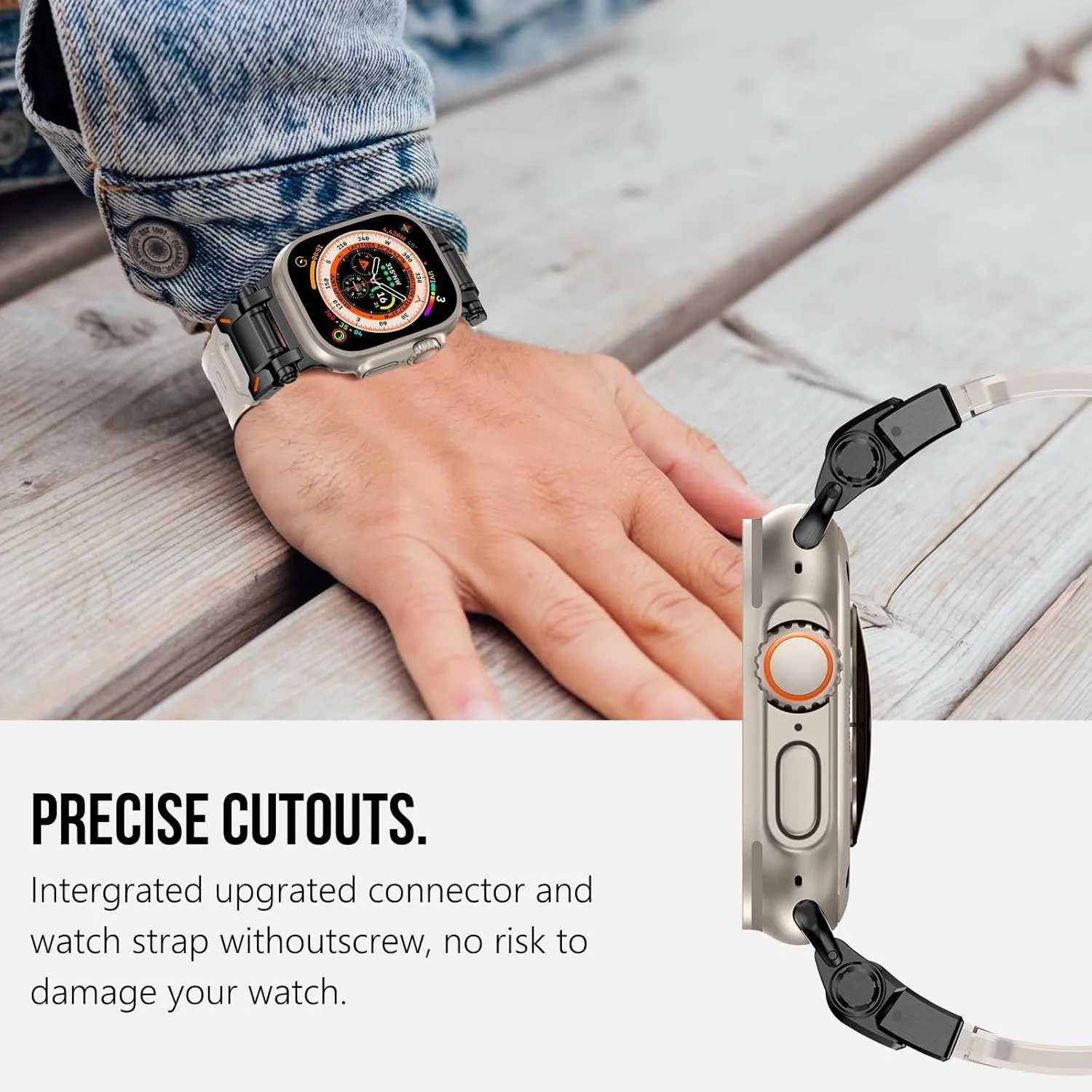 KADES for Apple Watch Ultra 2/Ultra 49mm Durable Metal Connector Band for Apple Watch Series 10 46mm,Series 9/8/SE2/7/6/SE/5/4/3/2/1 45mm/44mm/42mm, Rugged TPU Sport Replacement Band