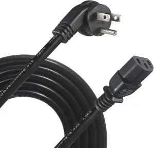 KUNCAN Universal Computer Power Cord - 6FT / 1.8m NEMA 5-15P Angled Type Flat Plug to IEC 60320 C13 Connector 18 AWG Cable 3 Prong Wire USA Standard AC Power Supply Cord for PC TV Monitor Printer