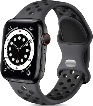Lerobo Compatible with Apple Watch Band 44mm 45mm 46mm 42mm 49mm Men Women,Soft Silicone Breathable Sport Bands Compatible for Apple Watch Ultra 2 Band SE iWatch Series 10 9 8 7 6 5 4 3 2 1 Black