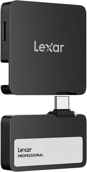 Lexar Professional Go USB 3.2 Gen 2 Type-C Portable SSD with Hub, Black - 1TB