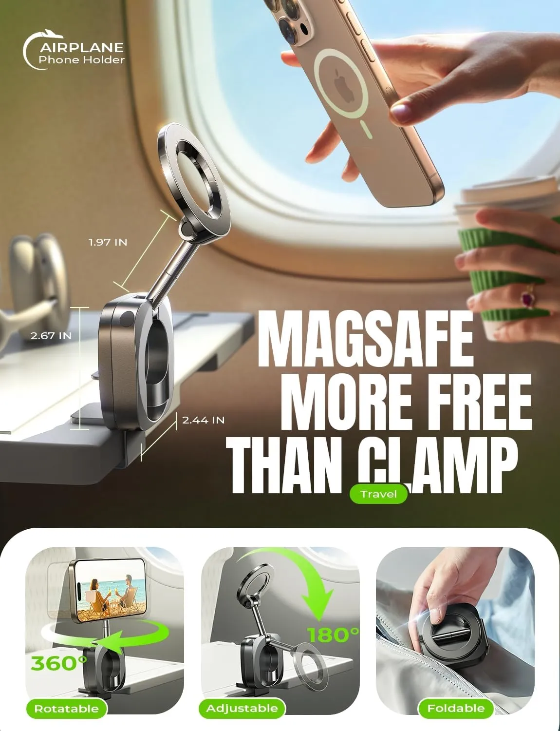 LISEN Airplane Travel Essentials for Women Phone Holder Baby Long Flight Essentials Flying Must Haves Handsfree for MagSafe Mini Travel Accessories Beach Vacation International Cruise Essentials 2025