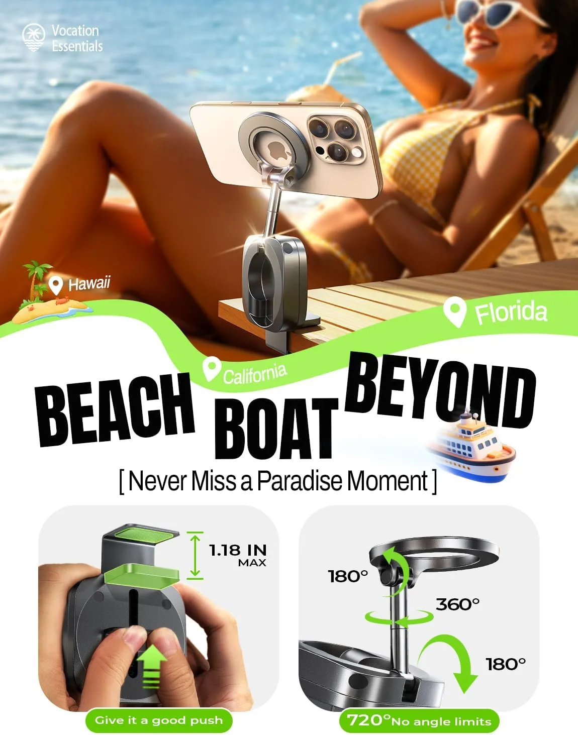 LISEN Airplane Travel Essentials for Women Phone Holder Baby Long Flight Essentials Flying Must Haves Handsfree for MagSafe Mini Travel Accessories Beach Vacation International Cruise Essentials 2025