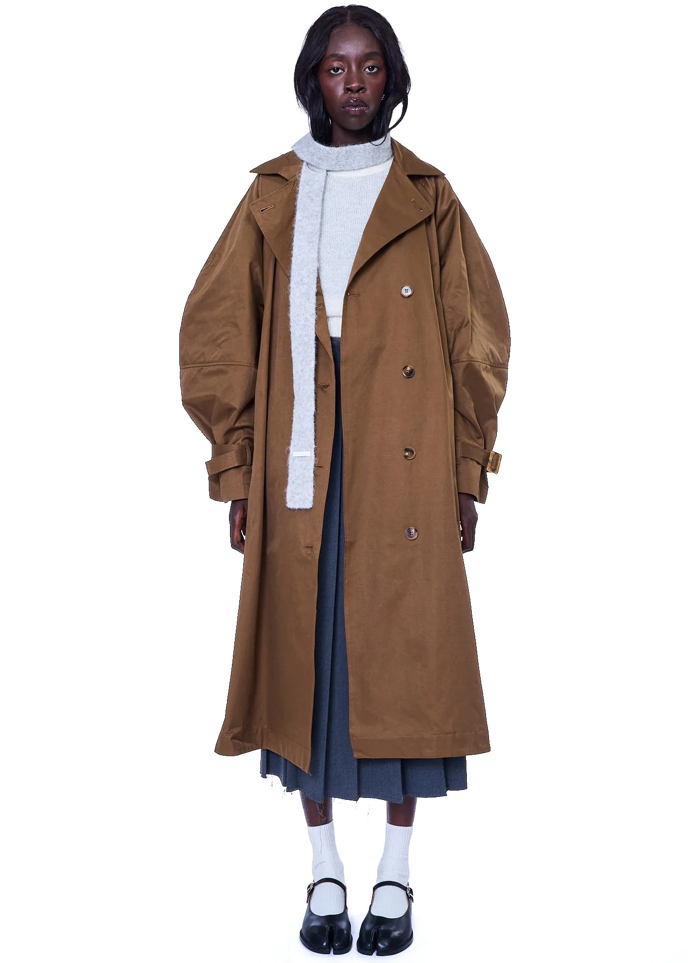 LOW CLASSIC Soft Alpaca Slim Muffler in Light Grey