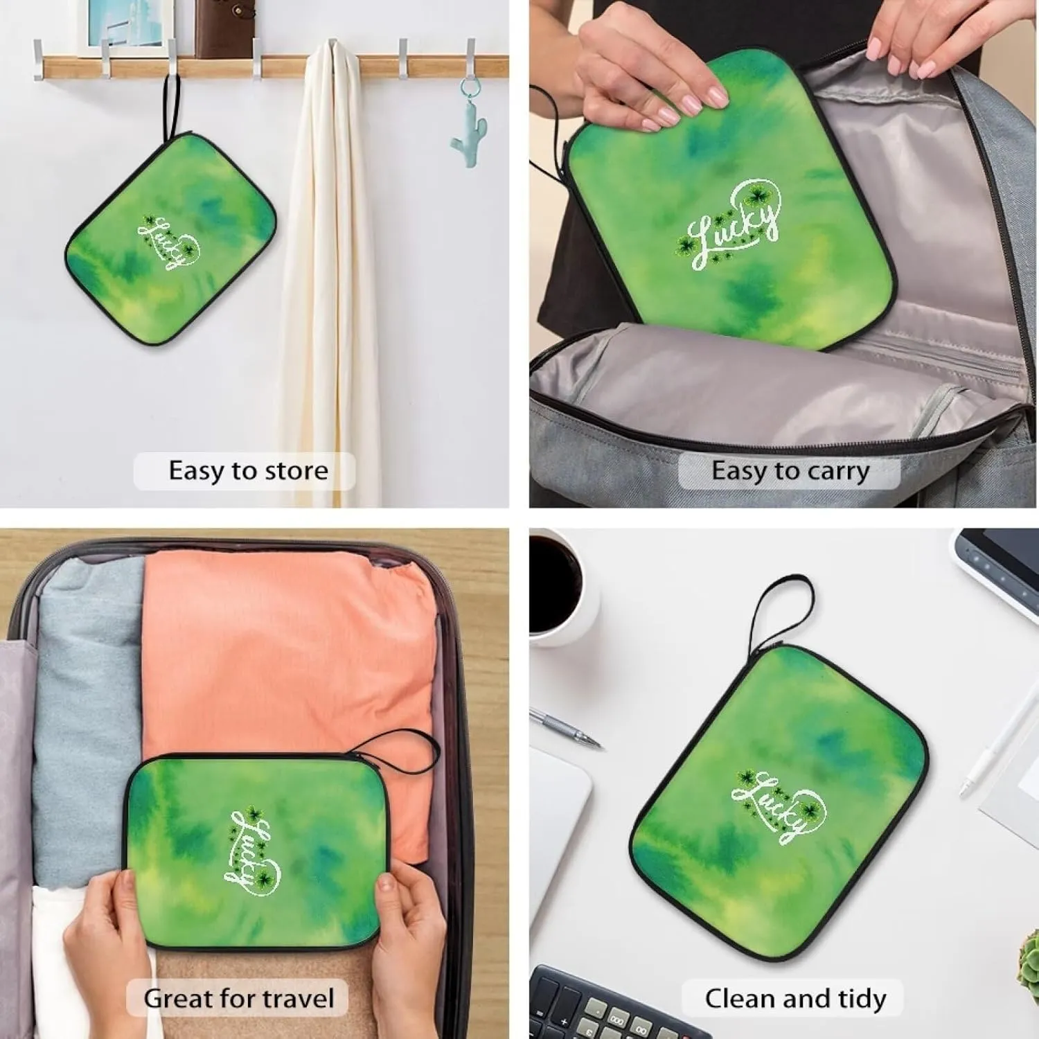 Lucky St. Patrick's Day Watch Band Organizer Bag Storing 12 Smartwatch Bands, Travel Watch Straps Carrying Case for Most Sizes of Watch Bands Accessories (Bag Only)