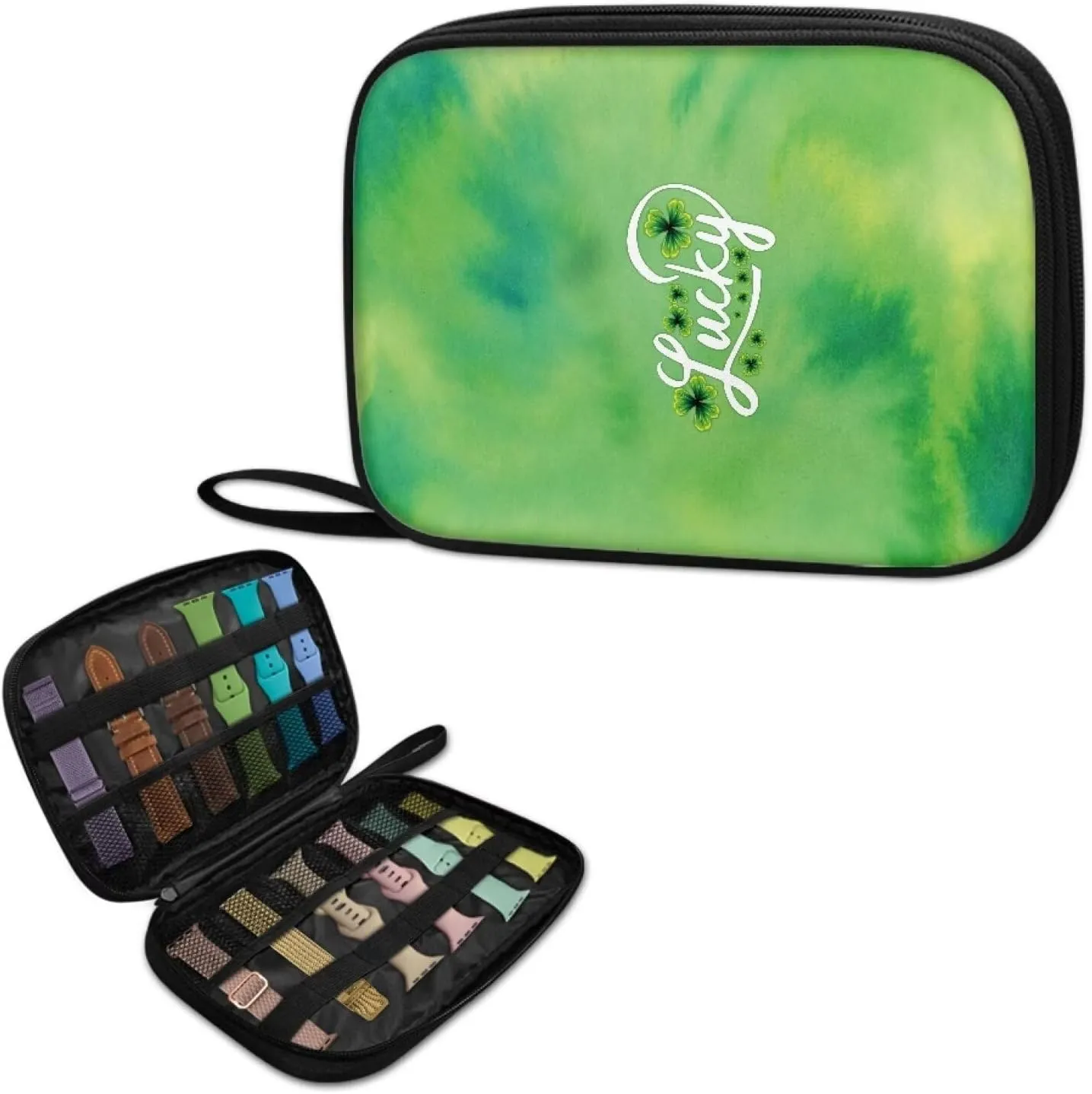 Lucky St. Patrick's Day Watch Band Organizer Bag Storing 12 Smartwatch Bands, Travel Watch Straps Carrying Case for Most Sizes of Watch Bands Accessories (Bag Only)