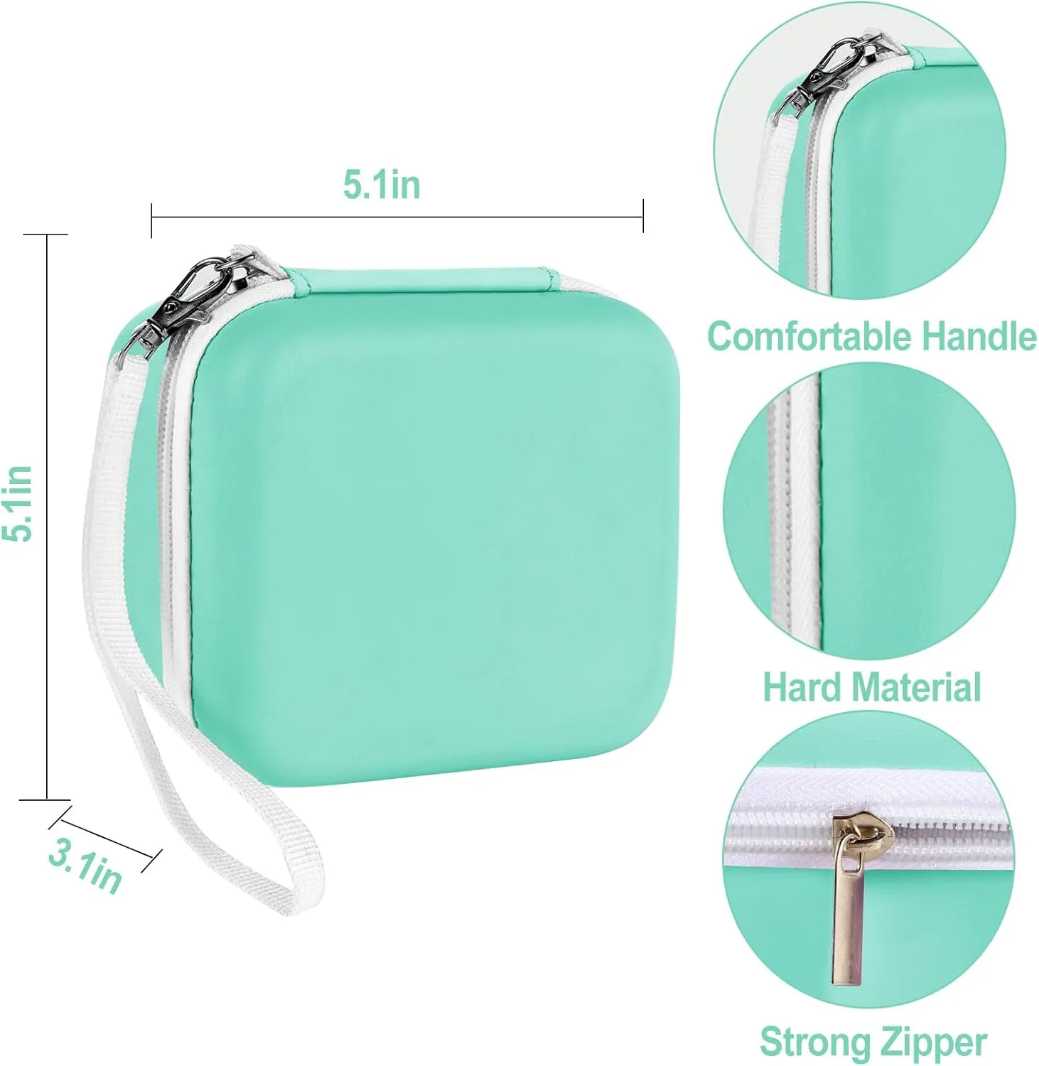 Lumus&Solem Green Kids Camera Case for Instant Cameras - Storage Bag Compatible with Digital Video Cameras for Girls and ToddlersCase Only