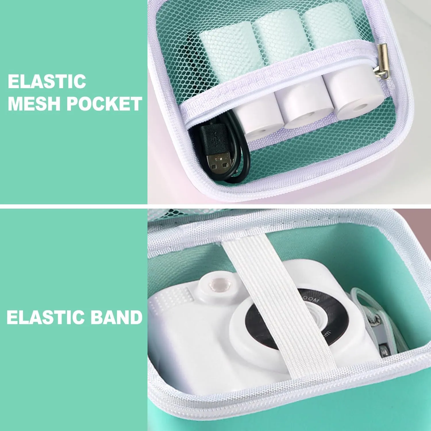 Lumus&Solem Green Kids Camera Case for Instant Cameras - Storage Bag Compatible with Digital Video Cameras for Girls and ToddlersCase Only