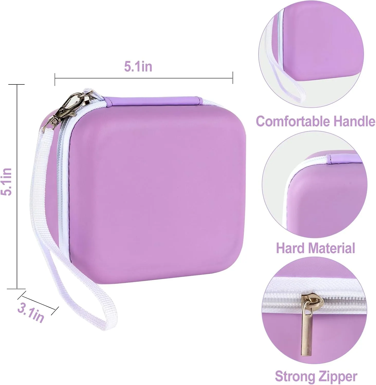 Lumus&Solem Purple Kids Camera Case for Instant Cameras - Storage Bag Compatible with Digital Video Cameras for Girls and ToddlersCase Only