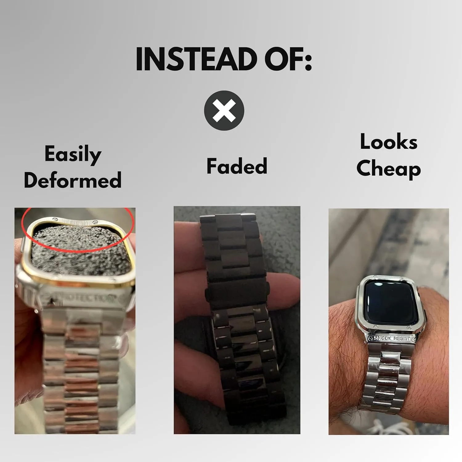 Luxury Stainless Steel Watch Band for Men Compatible with Apple Watch Band 40 41 44 45 49mm, Gold Watch Case and Band for iWatch Series Ultra SE 4 5 6 7 8 9 for Women