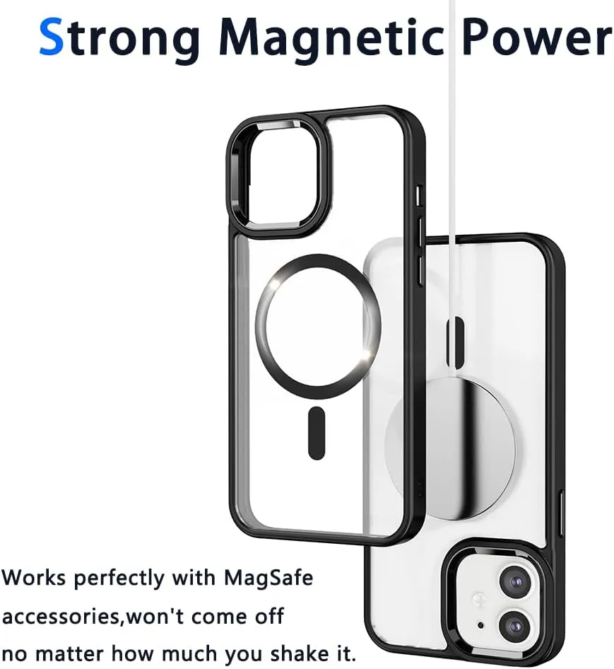 Magnetic for iPhone 11 Case,Compatible with MagSafe, Military Grade Drop Tested, Shockproof Clear Hard Back Slim Case - Black