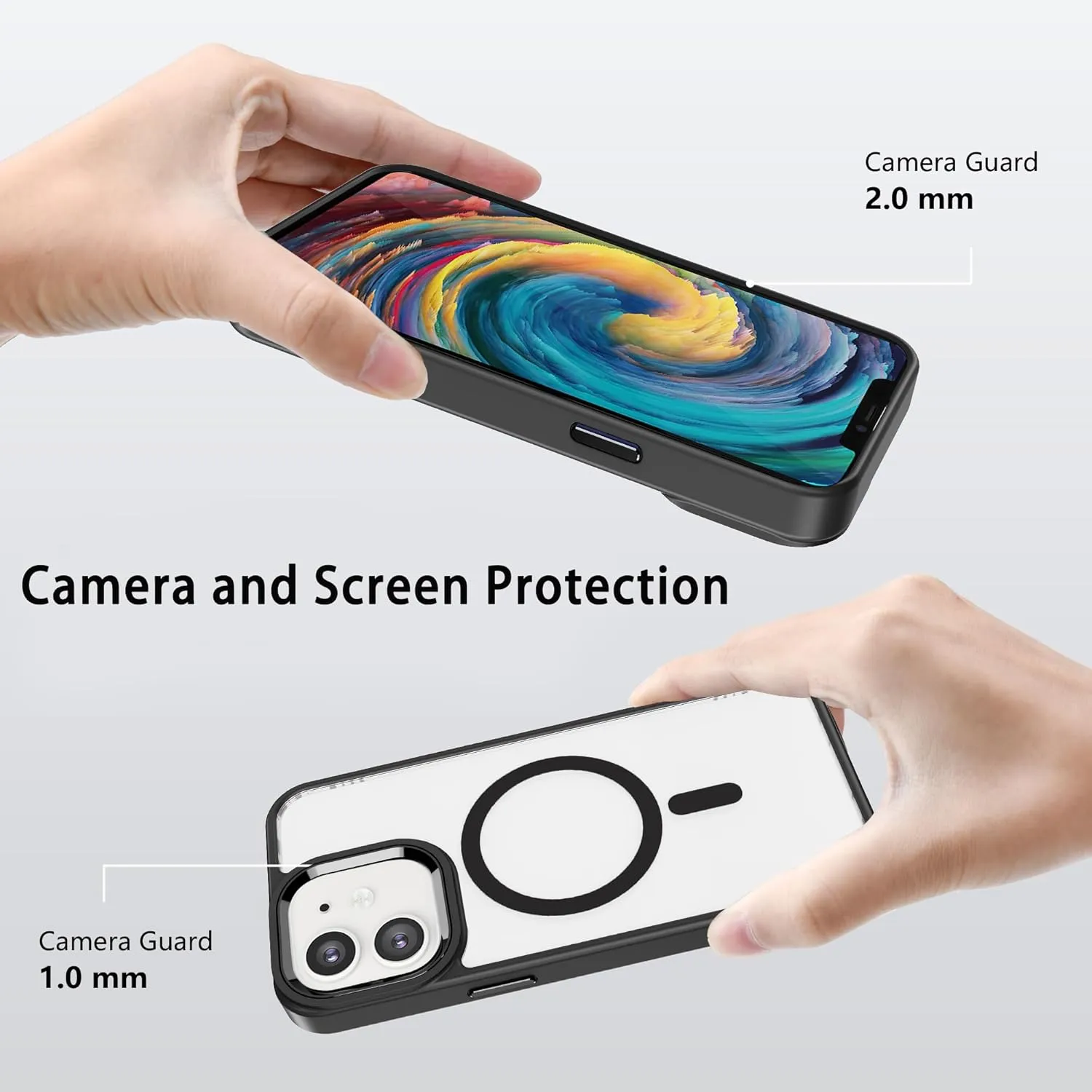 Magnetic for iPhone 11 Case,Compatible with MagSafe, Military Grade Drop Tested, Shockproof Clear Hard Back Slim Case - Black