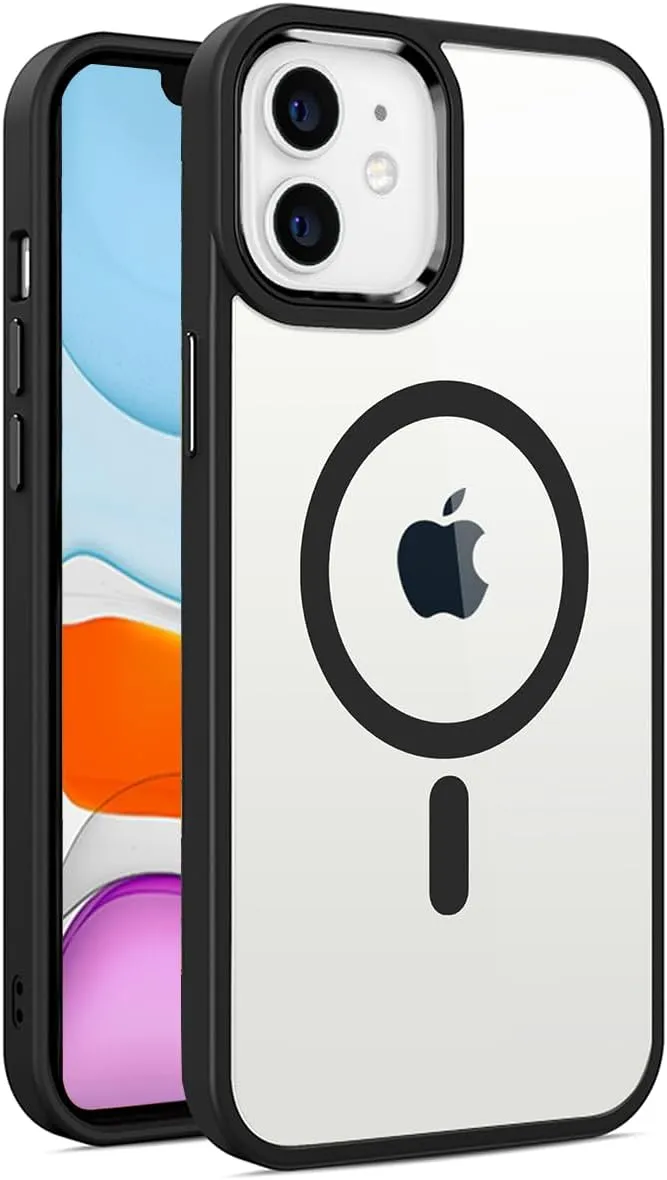 Magnetic for iPhone 11 Case,Compatible with MagSafe, Military Grade Drop Tested, Shockproof Clear Hard Back Slim Case - Black