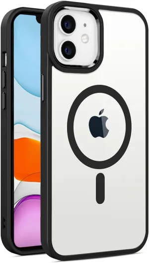 Magnetic for iPhone 11 Case,Compatible with MagSafe, Military Grade Drop Tested, Shockproof Clear Hard Back Slim Case - Black