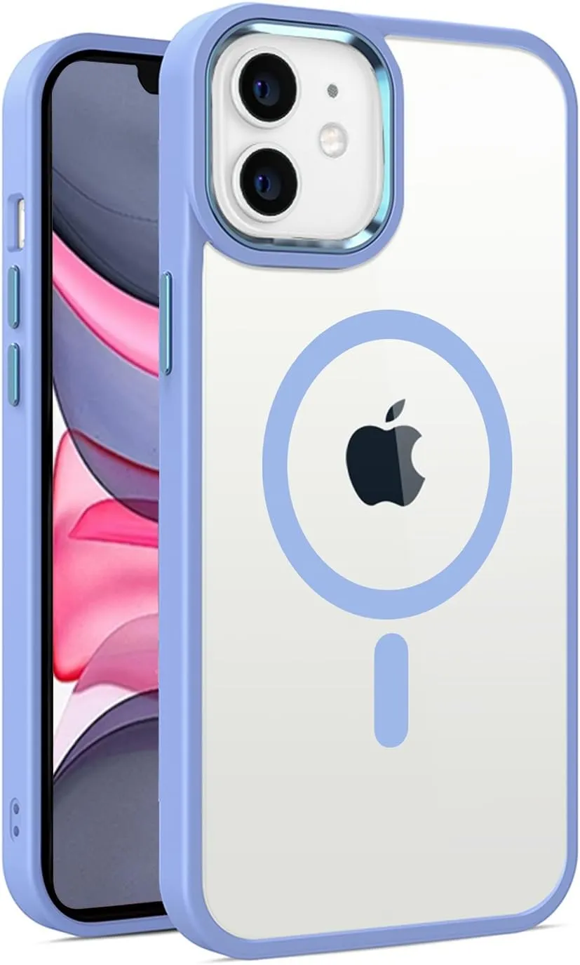 Magnetic for iPhone 11 Case,Compatible with MagSafe, Military Grade Drop Tested, Shockproof Clear Hard Back Slim Case - Blue