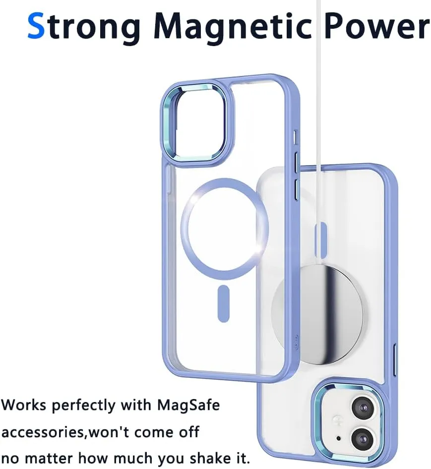 Magnetic for iPhone 11 Case,Compatible with MagSafe, Military Grade Drop Tested, Shockproof Clear Hard Back Slim Case - Blue