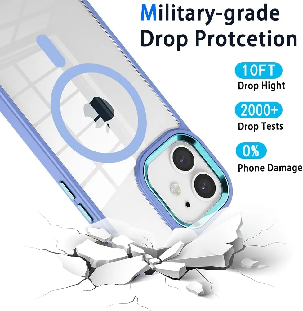 Magnetic for iPhone 11 Case,Compatible with MagSafe, Military Grade Drop Tested, Shockproof Clear Hard Back Slim Case - Blue