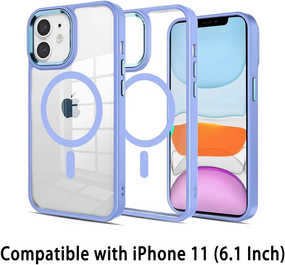 Magnetic for iPhone 11 Case,Compatible with MagSafe, Military Grade Drop Tested, Shockproof Clear Hard Back Slim Case - Blue