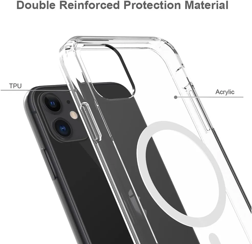 Magnetic for iPhone 11 Case,Compatible with MagSafe,Shockproof Anti-Scratch Clear Thin Slim Phone Case.Clear Magnetic.