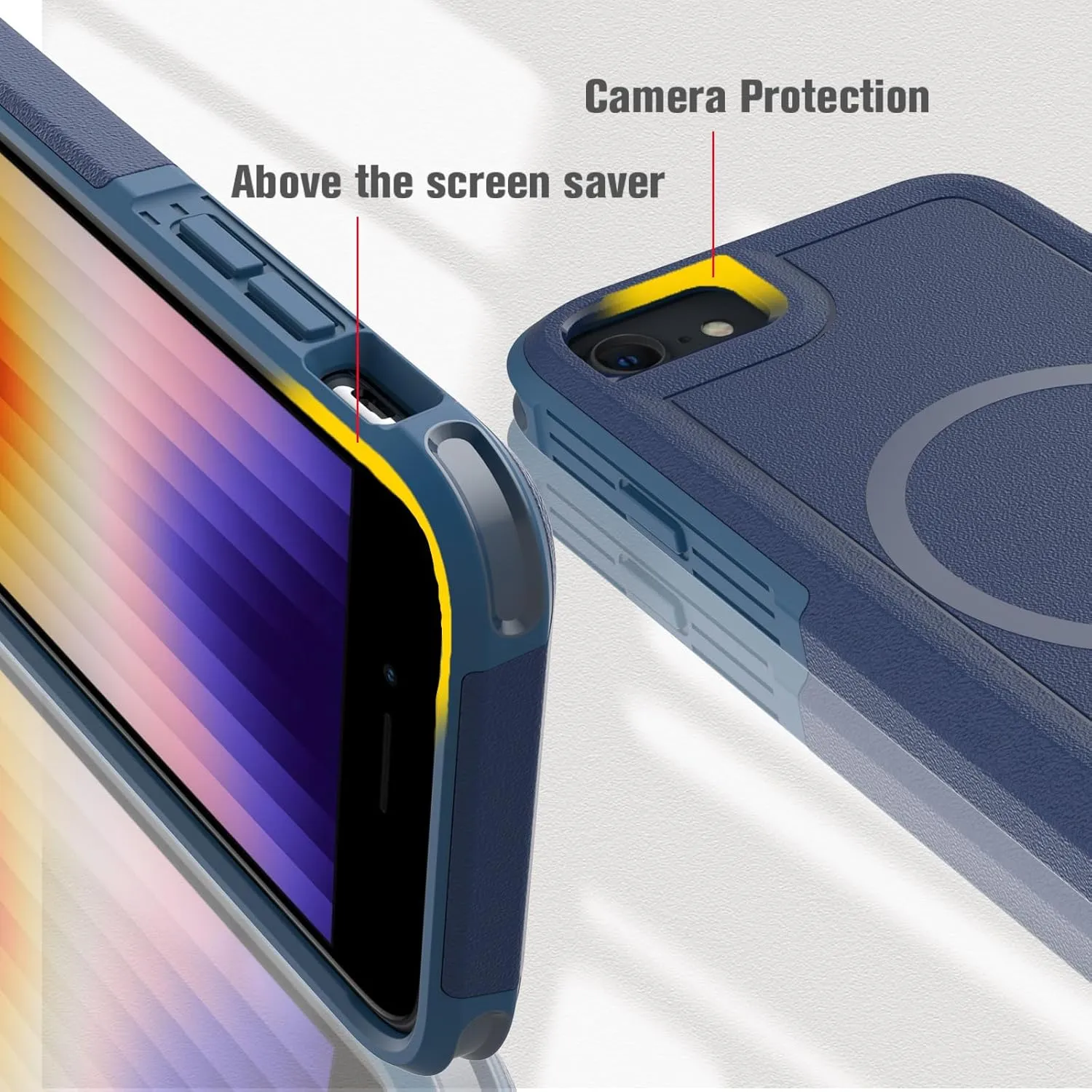 Magnetic for iPhone SE Case 2022/2020,iPhone 8/7 Case,Compatible with MagSafe, [Mil-Grade Protection] with Air Bumpers Full-Body Protective Shockproof Phone Case,Blue