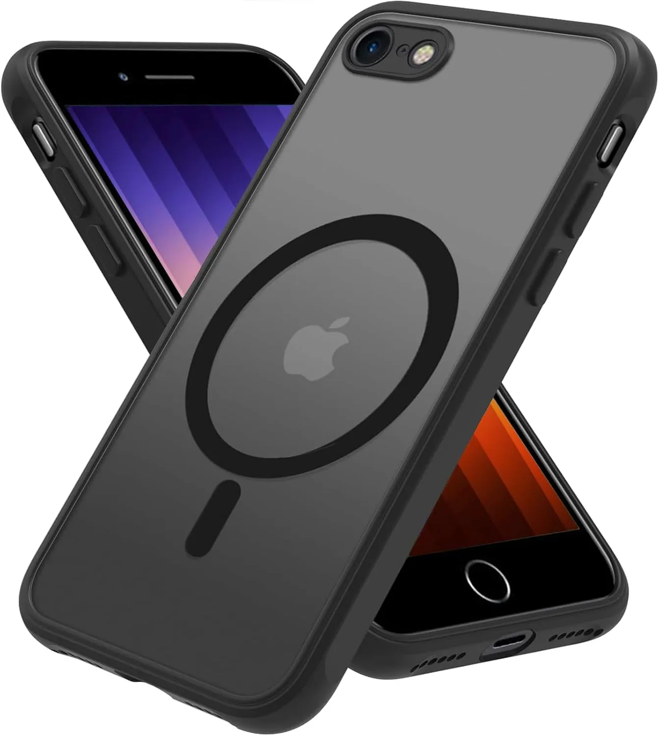Magnetic for iPhone SE Case 2022/3rd/2020/2nd gen, iPhone 8 & iPhone 7 [Compatible with Magsafe] Shockproof Slim Translucent Matte Protective Phone Case, Black