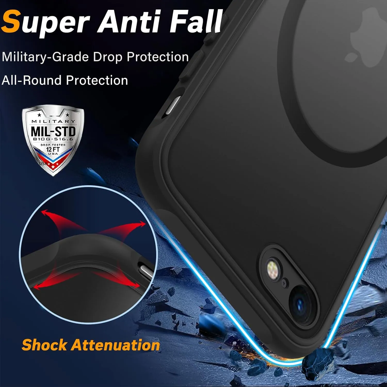 Magnetic for iPhone SE Case 2022/3rd/2020/2nd gen, iPhone 8 & iPhone 7 [Compatible with Magsafe] Shockproof Slim Translucent Matte Protective Phone Case, Black
