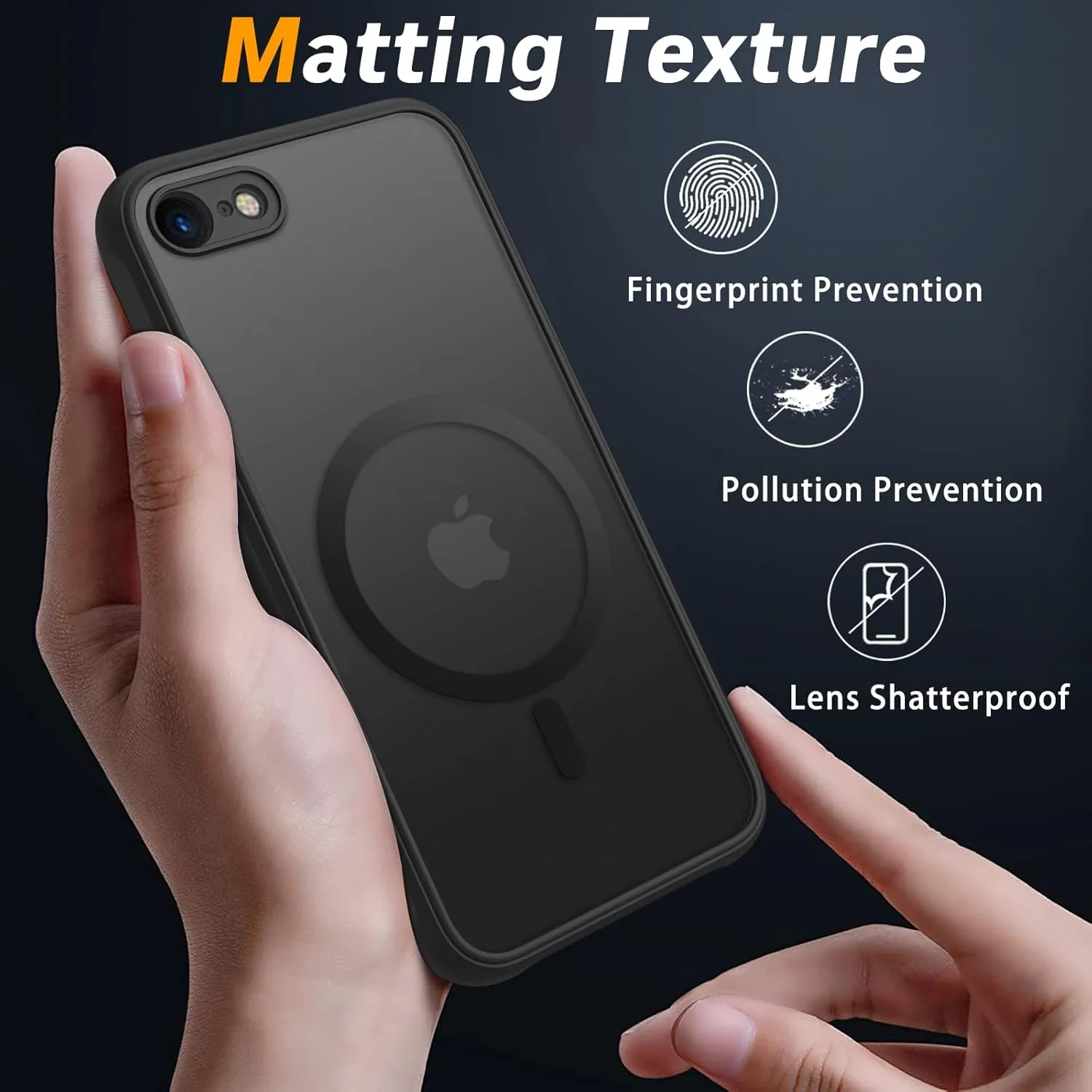 Magnetic for iPhone SE Case 2022/3rd/2020/2nd gen, iPhone 8 & iPhone 7 [Compatible with Magsafe] Shockproof Slim Translucent Matte Protective Phone Case, Black