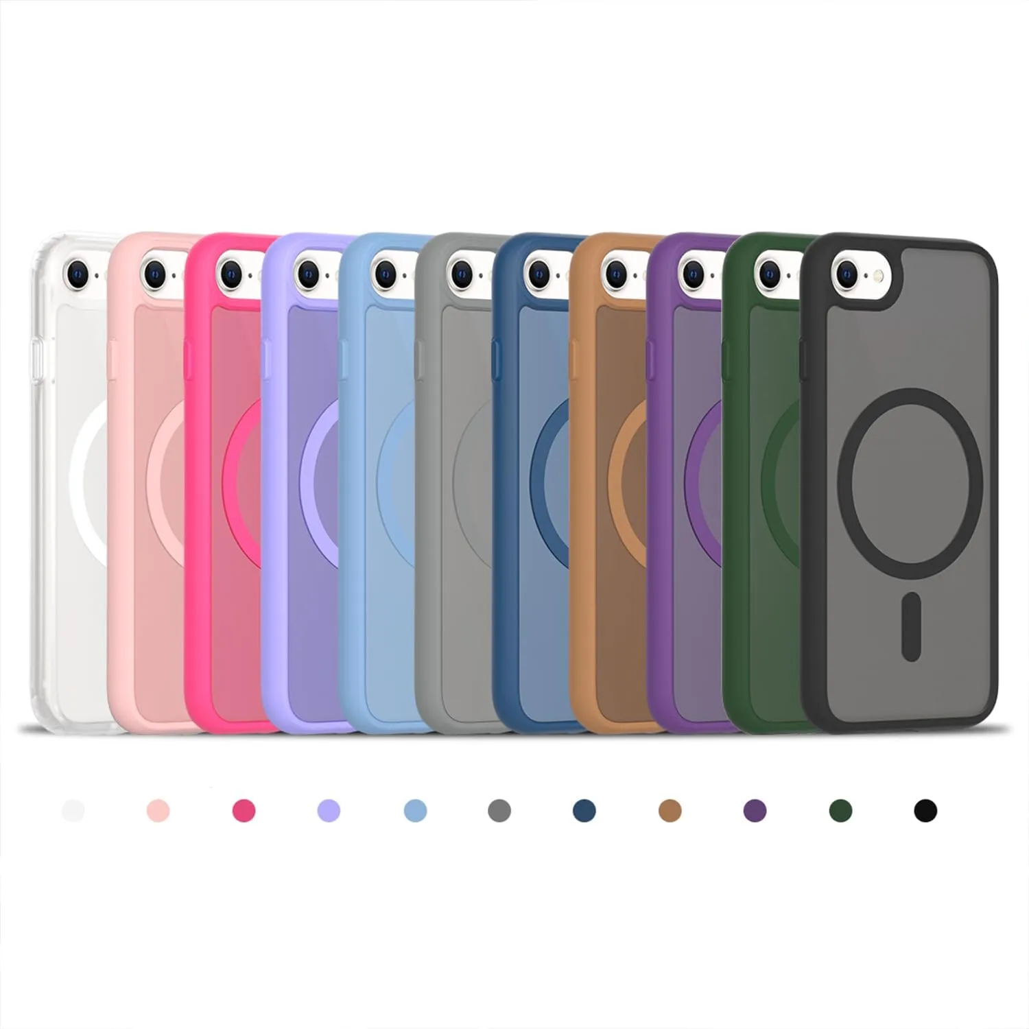 Magnetic for iPhone SE Case 2022/3rd/2020/2nd gen, iPhone 8 & iPhone 7 [Compatible with Magsafe] Shockproof Slim Translucent Matte Protective Phone Case - Black