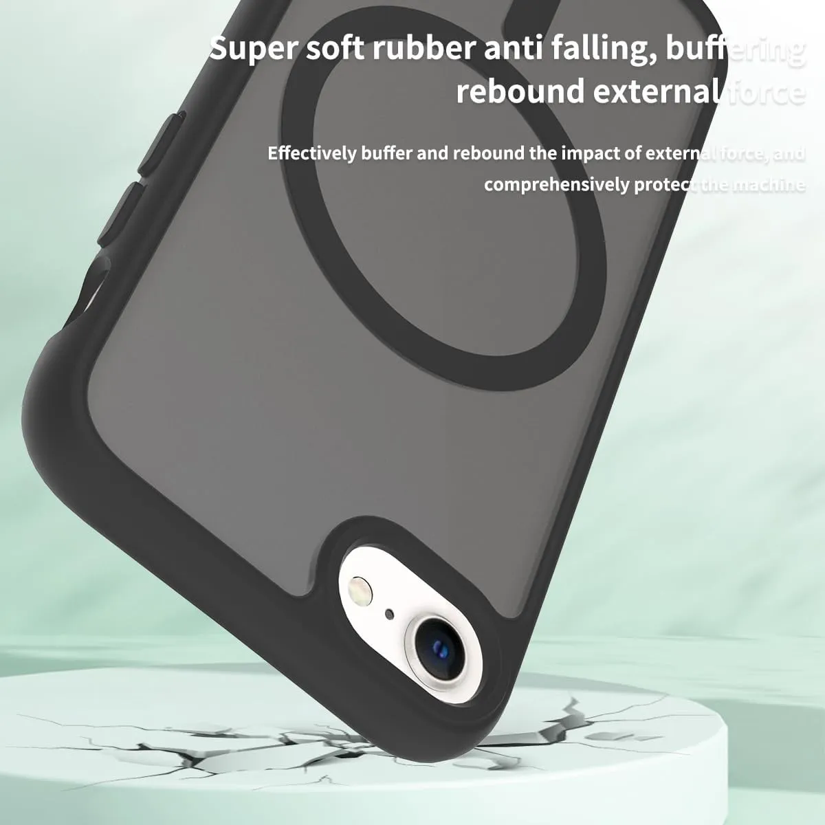 Magnetic for iPhone SE Case 2022/3rd/2020/2nd gen, iPhone 8 & iPhone 7 [Compatible with Magsafe] Shockproof Slim Translucent Matte Protective Phone Case - Black