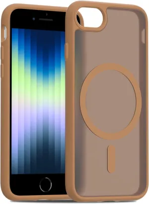 Magnetic for iPhone SE Case 2022/3rd/2020/2nd gen, iPhone 8 & iPhone 7 [Compatible with Magsafe] Shockproof Slim Translucent Matte Protective Phone Case - Brown