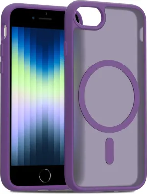 Magnetic for iPhone SE Case 2022/3rd/2020/2nd gen, iPhone 8 & iPhone 7 [Compatible with Magsafe] Shockproof Slim Translucent Matte Protective Phone Case - Dark Purple