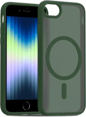 Magnetic for iPhone SE Case 2022/3rd/2020/2nd gen, iPhone 8 & iPhone 7 [Compatible with Magsafe] Shockproof Slim Translucent Matte Protective Phone Case - Green